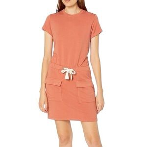 NWT Monrow Cargo Drawstring Tie Waist Knit Mini Dress in Spice - M